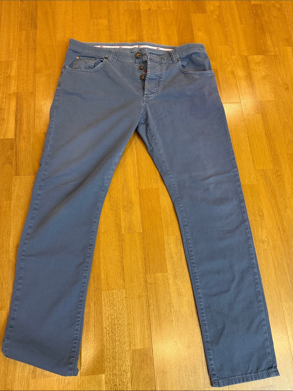 Isaia Straight Casual  Pants in Faded Blue